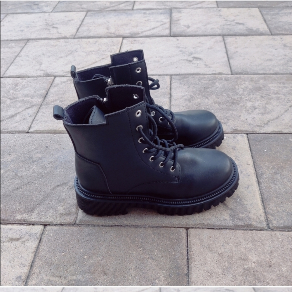 Black lace up boots